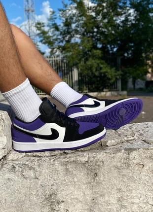 Nike air jordan 1 low black white purple5 фото