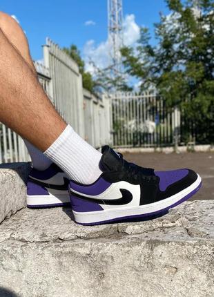 Nike air jordan 1 low black white purple8 фото