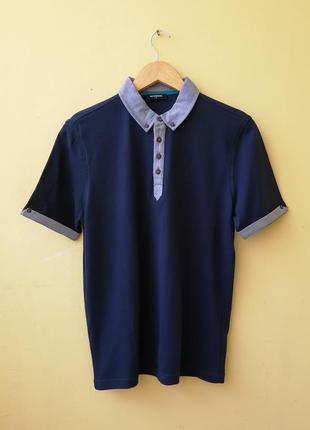 Темно-синя натуральна футболка поло lc waikiki котон бавовна