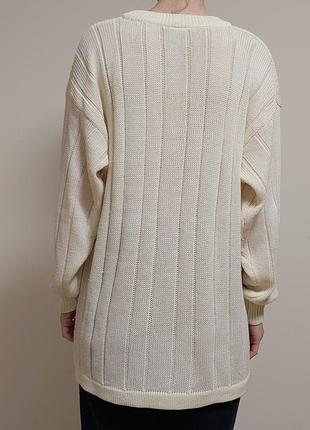 Винтажный молочный свитер оверсайз с косами длинный4 фото