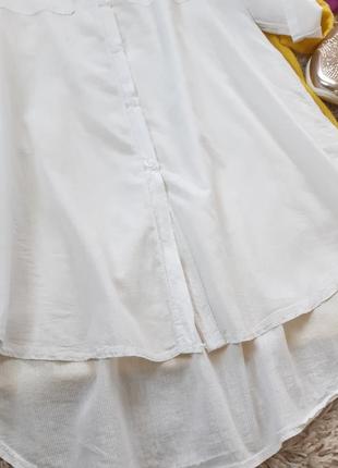 Актуальное хлопковое платье рубашка белое,италия,  р. 10-143 фото