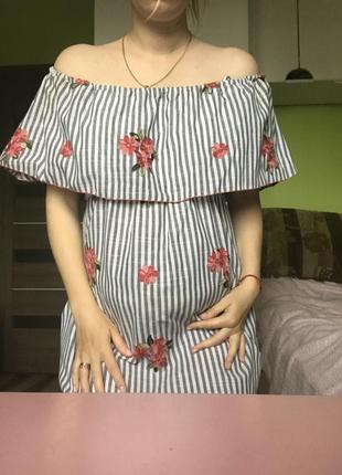Платье для беременных и кормящих мам с натурального льна
