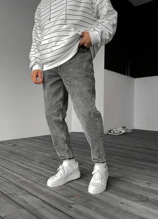 Мужские качественные джинсы мом светло-серые. мужские свободные джинсы