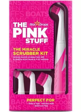 Щітка для чищення та прибирання та 4 насадки the pink stuff the pink stuff miracle scrubber kit (велика британія)