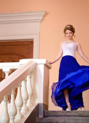 🔥final sale 🔥выпускное платье платье на свадьбу корсет/  синее длинное (в пол)7 фото