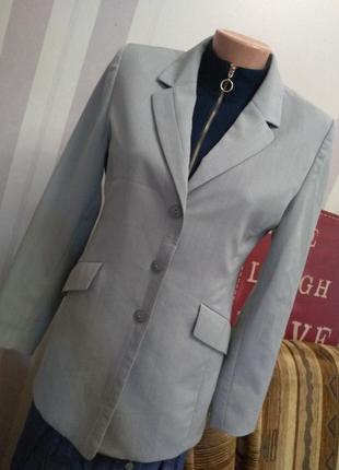 Шикарний брендовий легкий весняний блейзер, піджак, жакет, оверсайз, сіро-блакитний2 фото