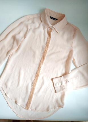 Шифоновая рубашка блуза нежно розового цвета с пайетками6 фото