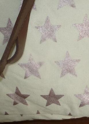 Petite mendigote велика сумка шоппер принт золотисті зірки шкіряні ручки сумка літня4 фото