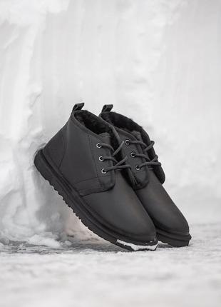 Мужские угги ugg neumel black leather черного цвета