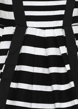 Черно-белое платье клеш desigual в полоску4 фото