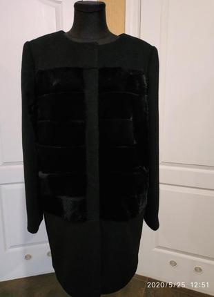 Пальто комбинированное с мехом бобра.2 фото