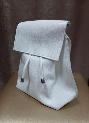Белый кожаный рюкзак-сумка3 фото