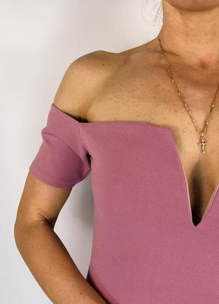Лиловое платье с открытыми плечами missguided3 фото
