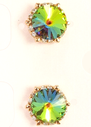 Серьги позолота 18к с кристаллами swarovski "crystal vitrail medium "
