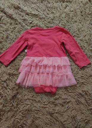 Боді сукня з довгим рукавом рожевого кольору, lovely bears, розмір 802 фото