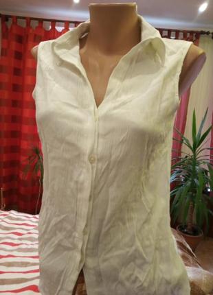 Блуза, рубашка безрукавка ,тканина типу жатка2 фото