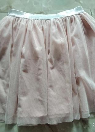 Мега пышная пудровая юбочка с мерцающим глиттером.f&f.9-10л.134/1402 фото