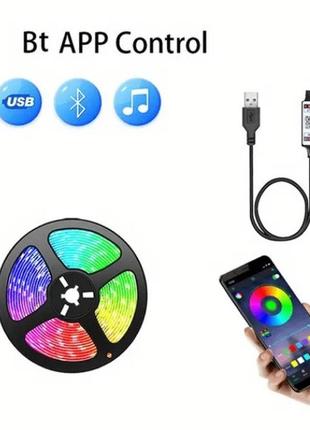 Светодиодная rgb лента 2м 5v 30led bluetooth control  usb 5050