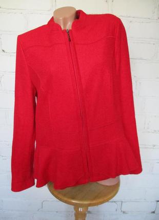 Пальто-жакет/пиджак/куртка красный шерстяной/35% шерсть/l-xl1 фото