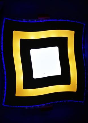 Led панель 3 цветная 3+3w 350lm 4500k квадрат белый\жёлтый\синий lemanso