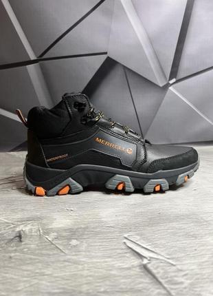 Зимние мужские ботинки merrell black orange (мех) 40-41-42-43-442 фото