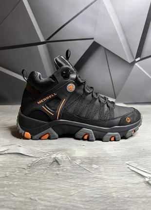 Зимние мужские ботинки merrell black orange (мех) 40-41-43