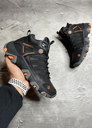 Зимние мужские ботинки merrell black orange (мех) 40-41-433 фото