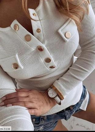 Женская стильная кофта рубчик на кнопках свитер джемпер светр кофтинка3 фото