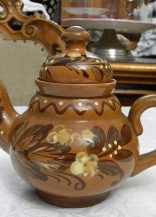 Чайник керамика ссср майолика ручная роспись1 фото