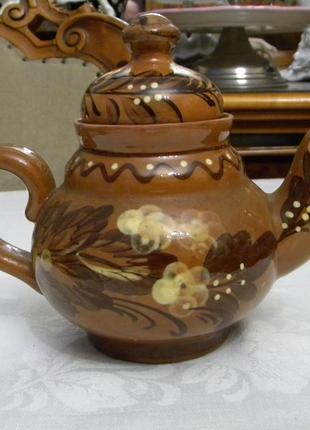 Чайник керамика ссср майолика ручная роспись3 фото