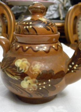 Чайник керамика ссср майолика ручная роспись5 фото