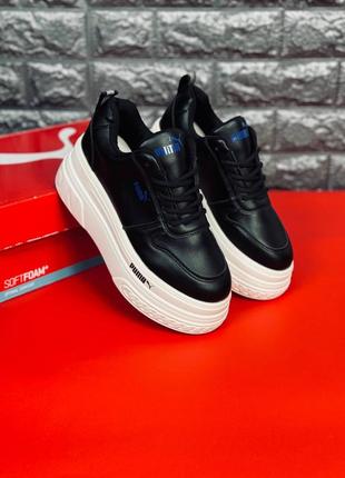 Женские кроссовки puma capucha черные кожаные кросовки пума
