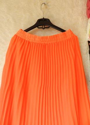 ⛔ ✅ яркая оранжевая кислотная длинная юбка плисе шифон3 фото