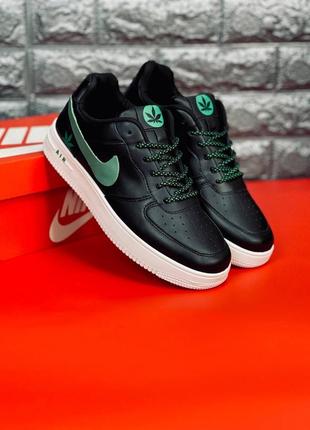 Мужские кроссовки nike air force черные кожаные кроссовки найк аир форсы