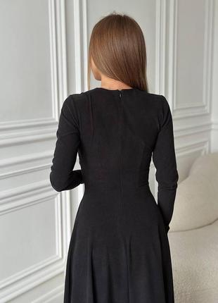 Стильное платье замшевое, женское платье миди, модное темное, длинное платье3 фото