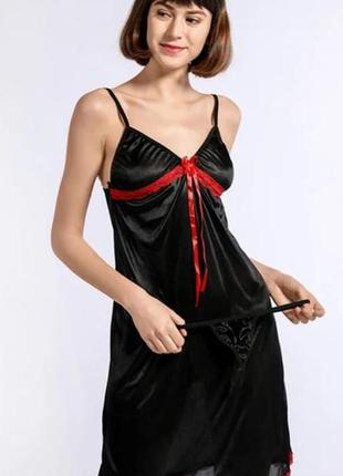 Жіноча нічна сорочка атласний пеньюар з мереживом l р. атласная ночная рубашка1 фото