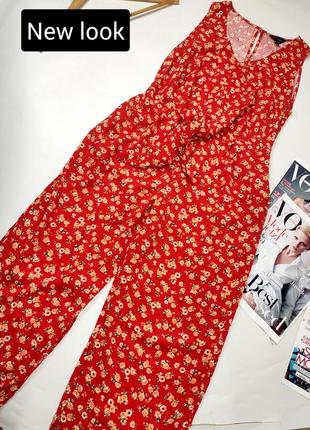 Комбинезон женский красного цвета в цветочный принт брючный укороченный от бренда new look 12/401 фото