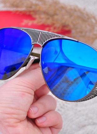Стильные солнцезащитные зеркальные большие мужские очки havvs polarized с боковой шорой