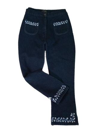 Sale вкорочені якісні джинси з вишивкою trade mark/укороченные джинсы с вышивкой1 фото