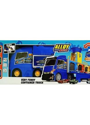 Детский автовоз с паркингом "alloy racing" bambi zh-617 игровой трек синий