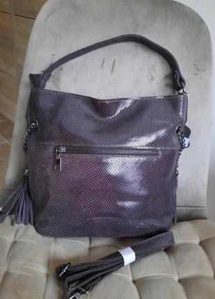 Шкіряна сумка середнього розміру коричнева (лазерне напилення)2 фото