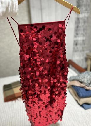 Сукня червона паєтки крупні asos