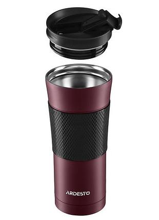 Термокружка ardesto ar2645smr, ємність 450 мл. збереження темперератури до 8 г. колір темно-бордовий
