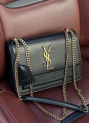 Yves saint laurent medium sunset in smooth leather black 4