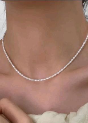 Натуральный  жемчуг колье ожерелье чокер7 фото