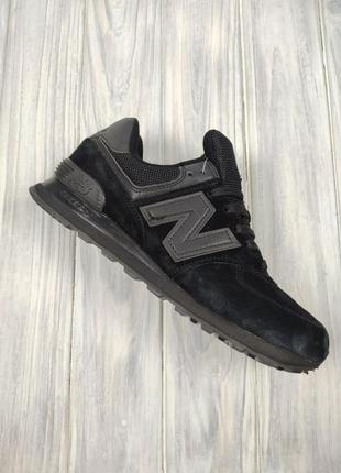 New balance 574 all black2 фото