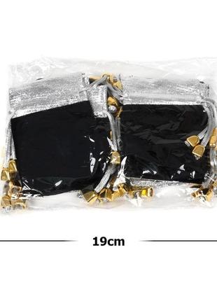 Подарункові мішечки 7x9см велюрові на зав'язках чорні (упаковка 20 шт)2 фото
