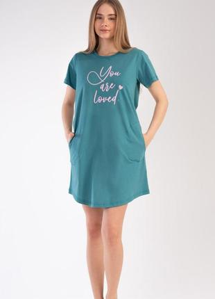 Женская ночная рубашка - туника с карманами турция хлопок