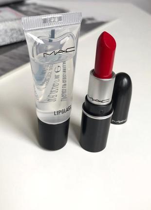 Набор для макияжа губ mac cosmetics winter's kiss mini lip set: red. новый. оригинал.📦является отправка новой почтой