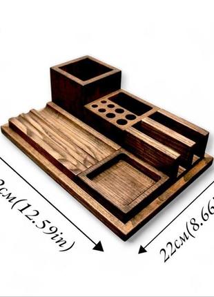 Деревʼяний настільний органайзер для робочого столу3 фото